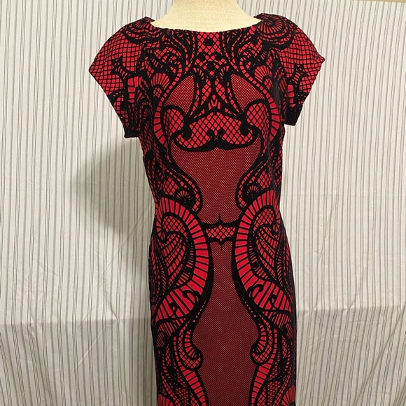 Worthington Dresses & Skirts - Worthington Red and Black Graphic Midi Dress